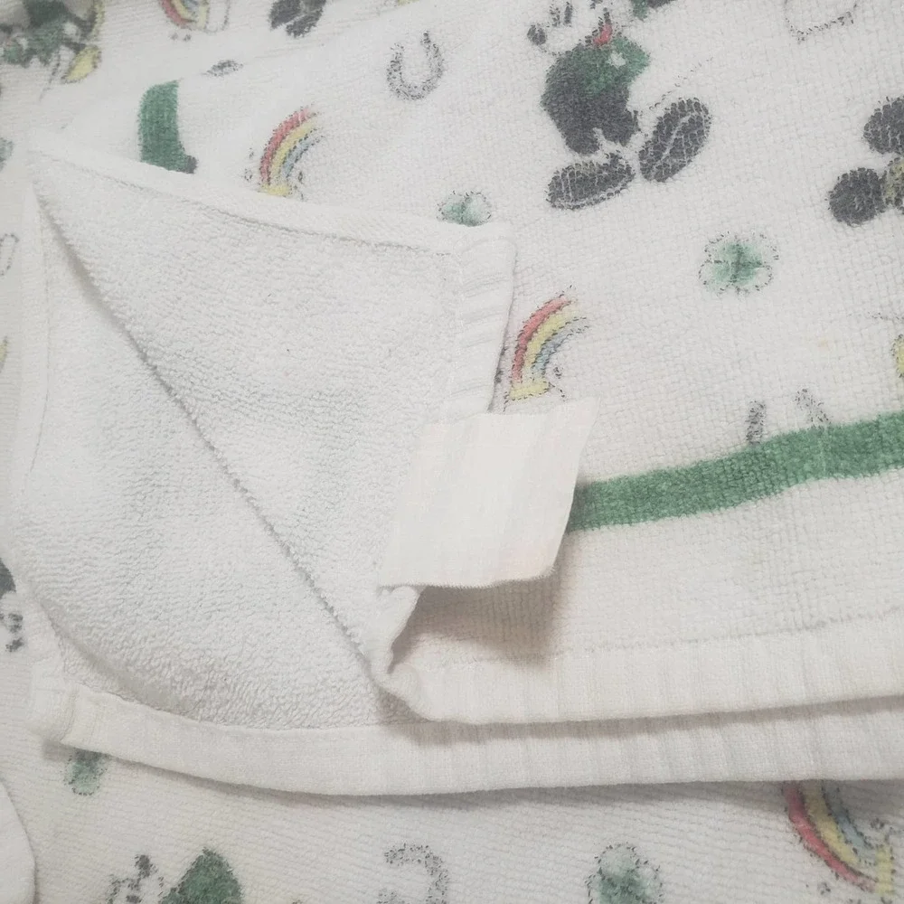 Mickey Minnie Disney Hand Towel Set Vintage Lucky Horseshoe Pot Gold